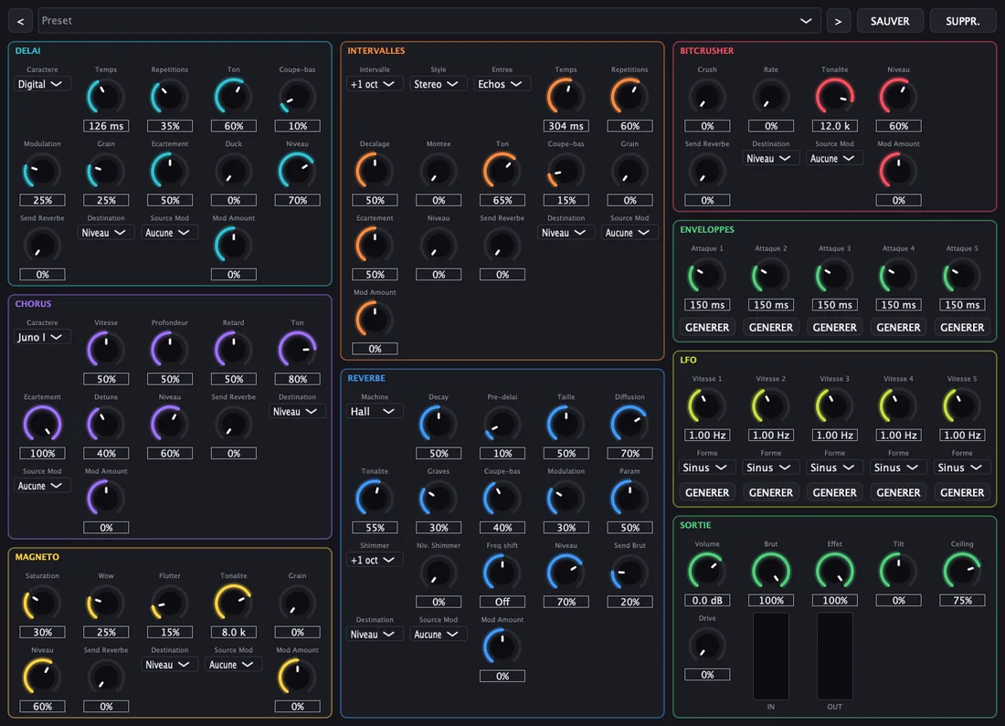 Interface de Multi FX, multi-effets