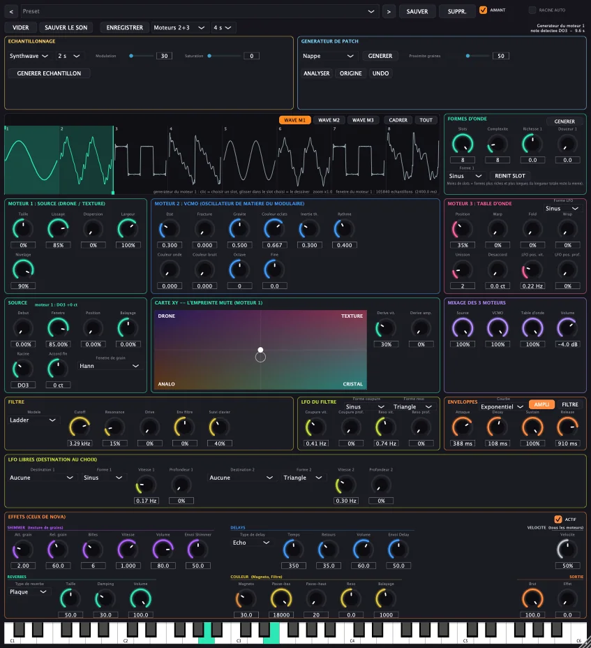 Interface de Nebula, synthétiseur de textures